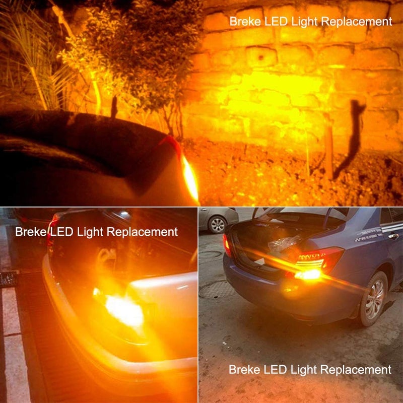 BlyilyB 3157 3156 3057 4157 3056 LED Bulbs Amber Yellow12-24V Super Bright 850 Lumens Replacement For Brake Light Bulbs (Pack of 4) - Image 3